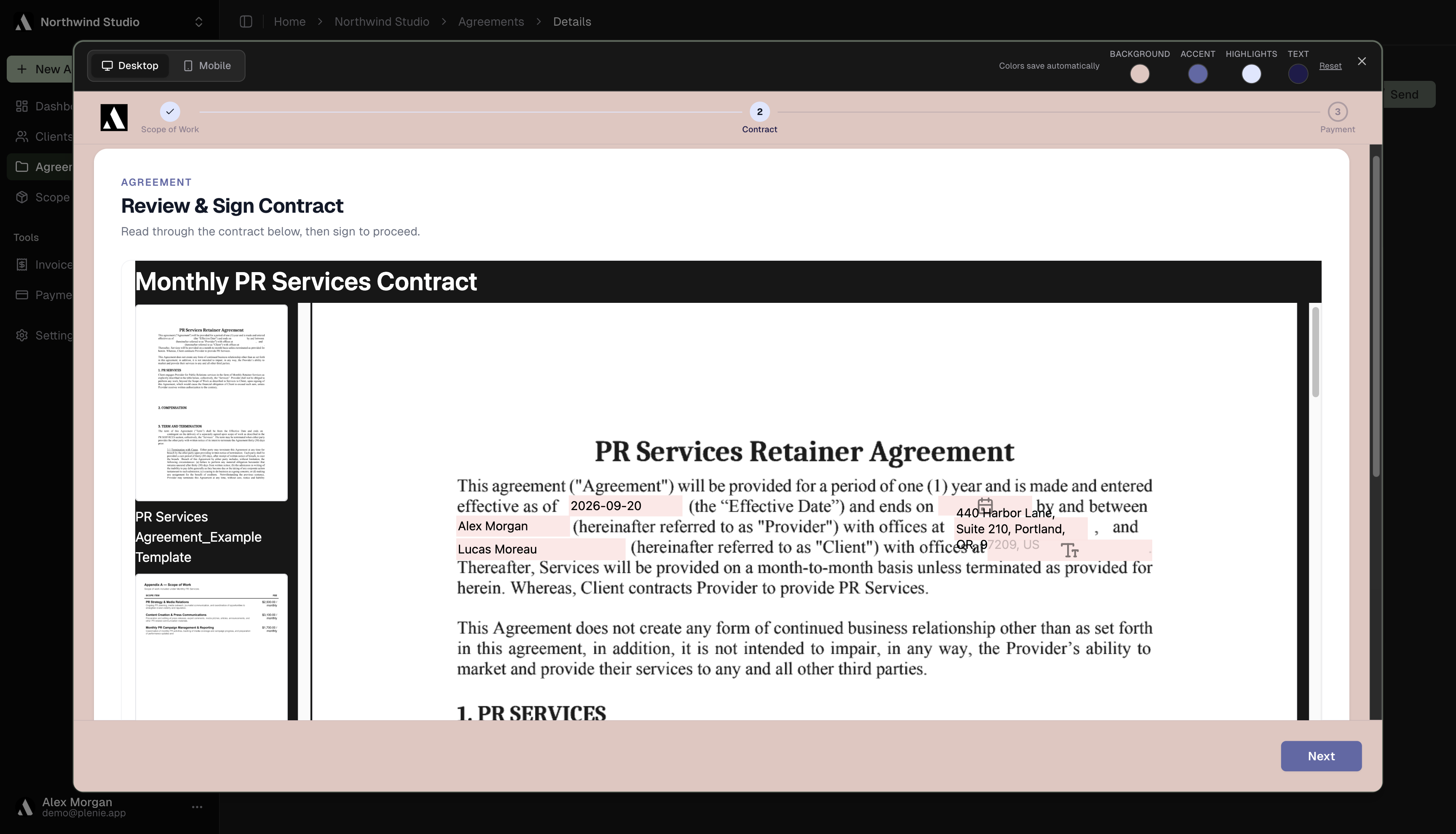 Contract step